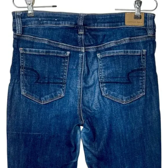 AEO High Waist Jegging Jeans 10 Dark Wash Skinny Stretch Minimalist - Picture 3 of 16